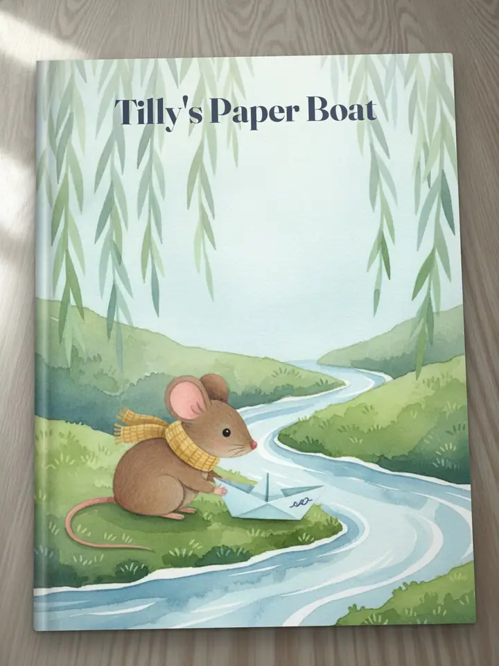 A picture book lying on a table, seen through the camera